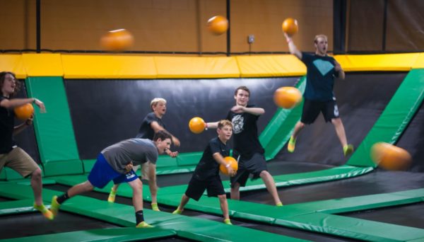 Boys in Rockin Jump Dodgeball Arena